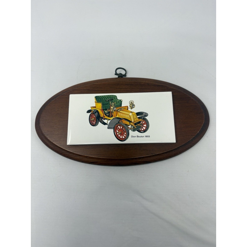 Vintage Car Automobile Wall Hanging Wooden Tile 1903 Dion Bouton - Picture 1 of 5